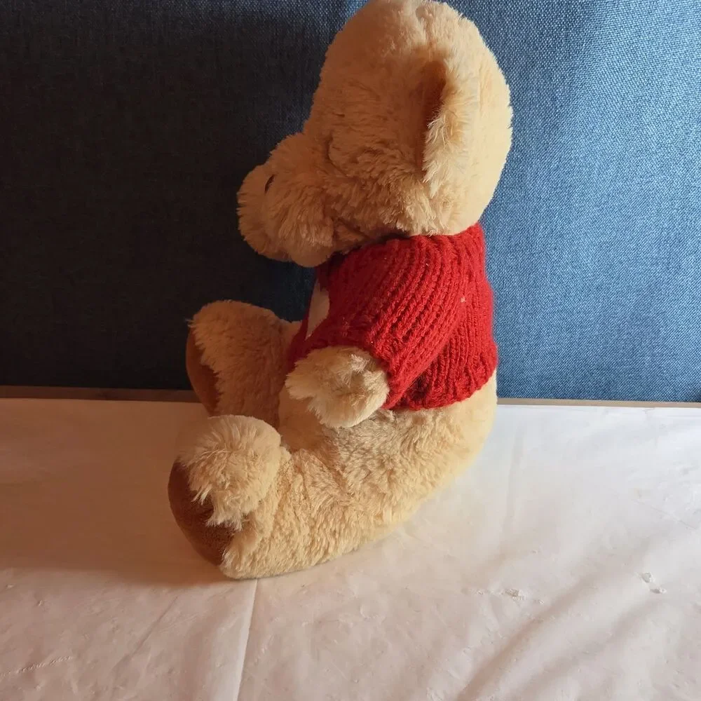 Avon 2010 Teddy Bear Plush Red Knit Heart Sweater Tan 9